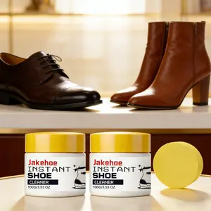 2-Pack Shoe Cleaning Cream (100g*2+Sponge), Gentle Care, Stain Removal, Adds Shine, Portable and Easy to Use, Leather Boot Cleaner, Shoe Paste Cleaning