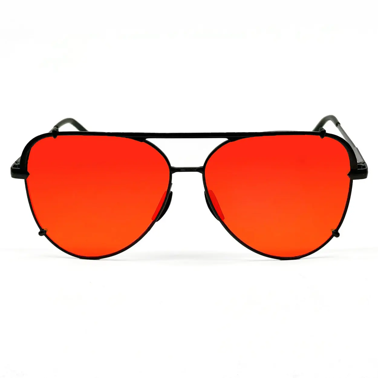 Cristina - Mirrored Red - Tangle Free Round Aviators Sunglasses - Certified Shatter-Resistant Lenses - UV400 - For Women & Men