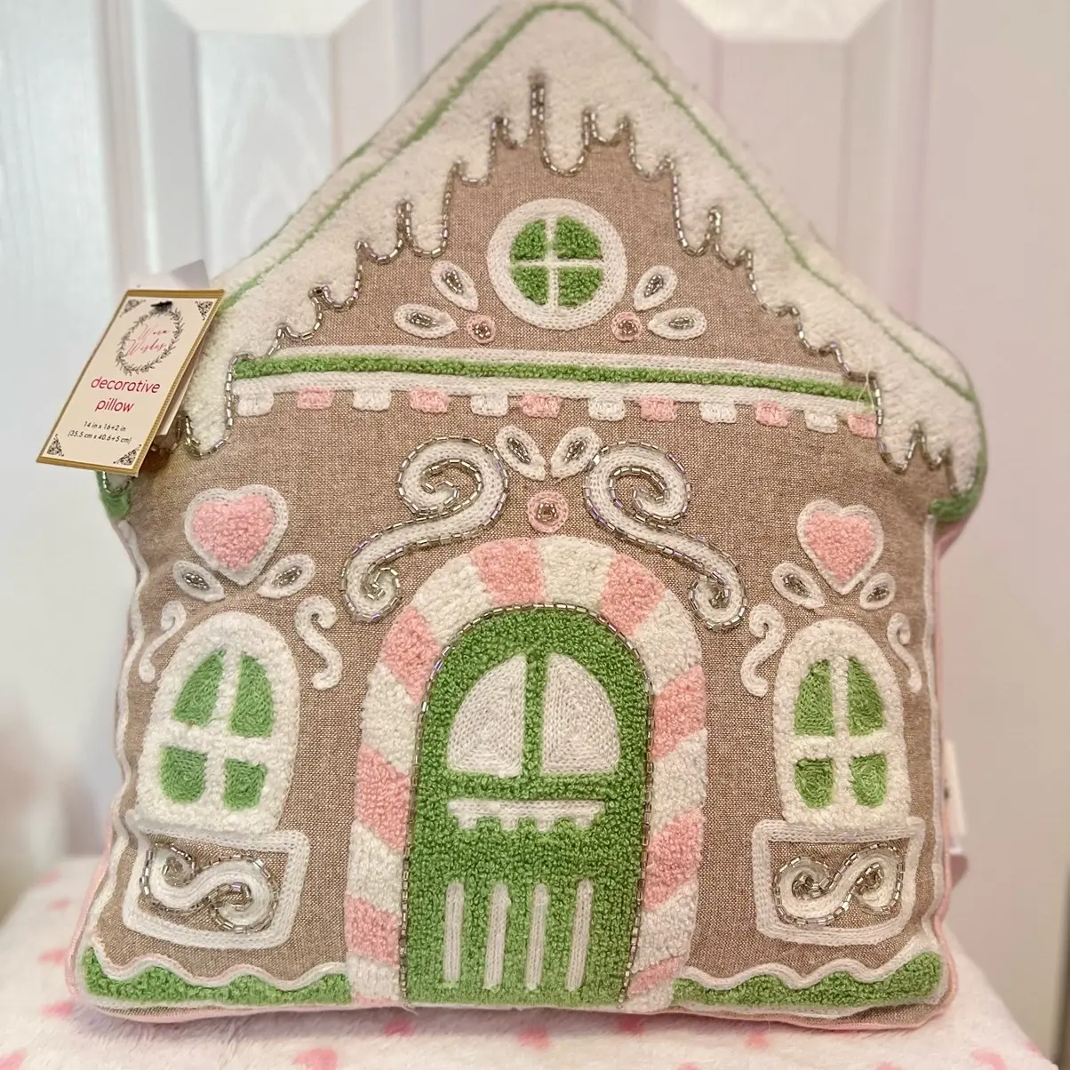 Girly Ginger Bread House Pillow