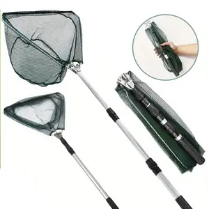 Expandable Aluminum Alloy Fishing Net, Portable Triangular Foldable Fish Net, 40cm Large Catching Net, 130cm Length, Ideal for Fruit Picking, Fishing Gear