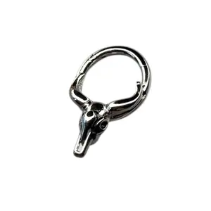 Western Jewelry 8 Diameter Cow Skull Septum Clicker 16 Gauge Stainless Steel Nose Ring Piercing Jewelry - Pendants