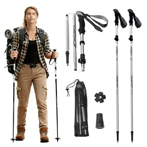 External Lock, Lightweight & Durable for Hiking,5-Section Aluminum Alloy, ULTRA-PORTABLE FOLDING TREKKING POLES, Backpacking & Outdoor Adventures. Professional Grade, Easy to Carry,multi-scenario hiking stick for Women and Men