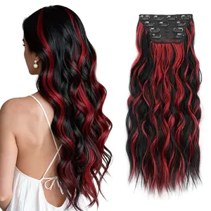 ZIHAN 4pcs Synthetic High-Temperature Resistant Hair Extensions with Water Wave Small Curl Clips for Women Perfect for Everyday Wear Festive Celebrations