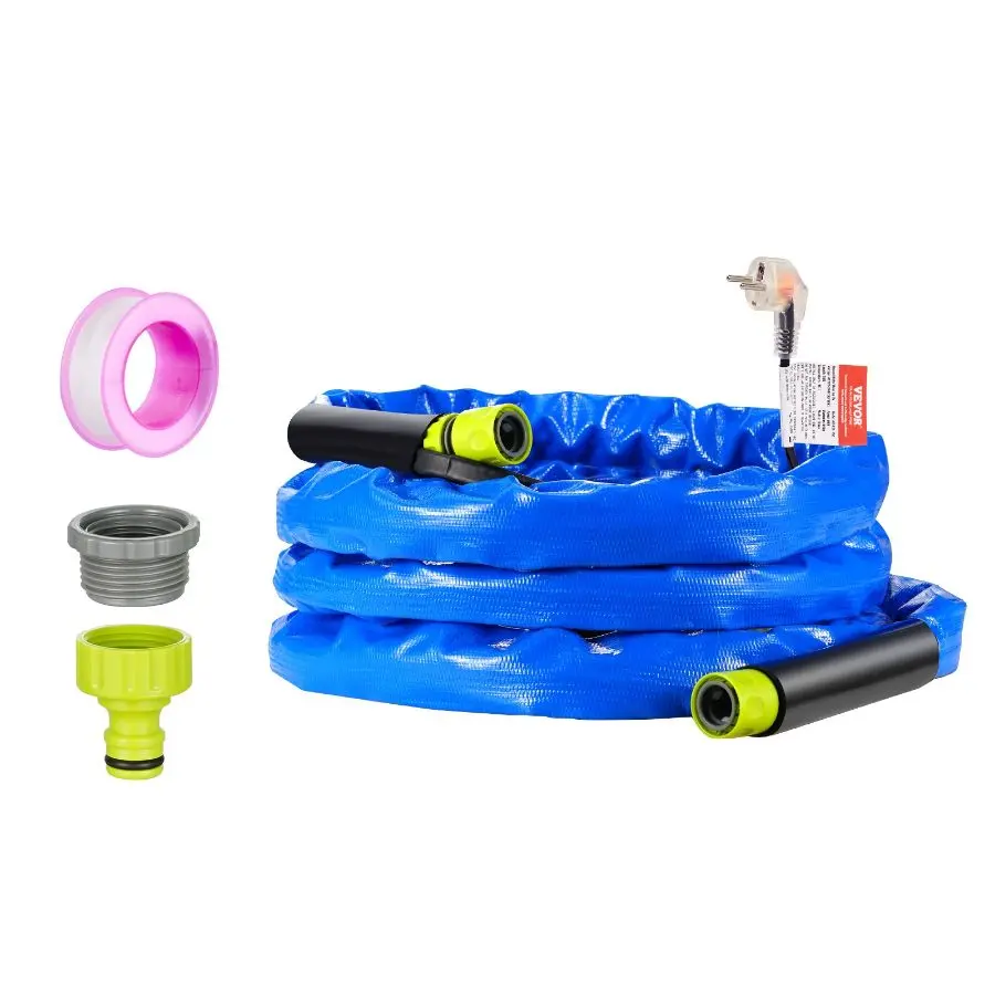 VEVOR 15ft RV Heated Drinking Water Hose for RV Users, 5/8 I.D. with 3/4 GHT Hose Adapter, Corrugated Cover, Antifreeze to -45F, Automatic Self-Regulating, Lead-Free BPA-Free