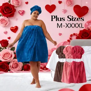 3-Piece Bathrobe Set, 1 bath wrap +1 hair towel+1 Exfoliating Gloves, Adjustable Fit M-Xxxxl, Thickened Design, Ideal for Home, Travel, Sauna, Spa, Hair Turban Towel