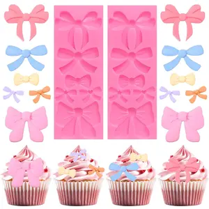 Bow Chocolate Mold, 2 Pcs Silicone Candy Molds, Small Bow Fondant Mould for DIY Cake Cupcakes Desserts Decorating of Birthday Wedding Party