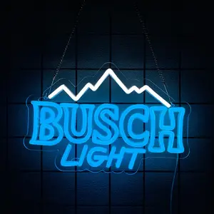 busch light Neon Sign for Wall Decor Neon Light Up Sign for Man Cave Business Signs Suitable for Bar Home Bar Store Bistro Party Club Restaurant Bedroom