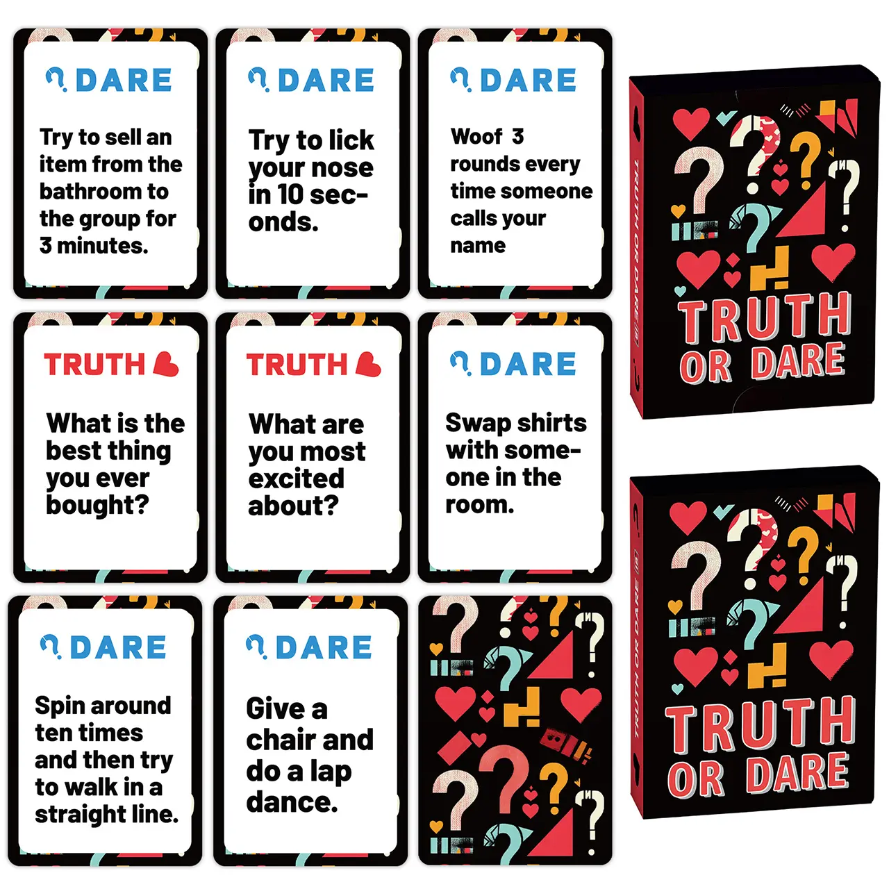 Box of 50 Adult Party Game Cards, Truth or Dare Cards, Fun Drinking Games, Back-To-School Party Supplies, Adult Toy Card Set