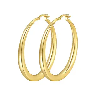 Women's Gold-Silver Thick Statement Hoop Earrings Set, Hypoallergenic Non-Tarnish Stainless Steel, Lightweight 30mm/40mm/50mm/60mm Large-Oversized Options, Daily Wear Gift for Girlfriend, Hoop Earrings Gold