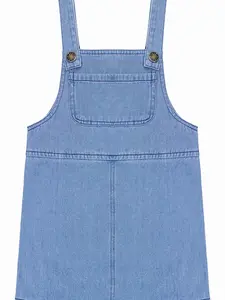 KIDSCOOL SPACE Baby Little Girl Denim Overalls,Simple Design Summer Jumpsuit Dress