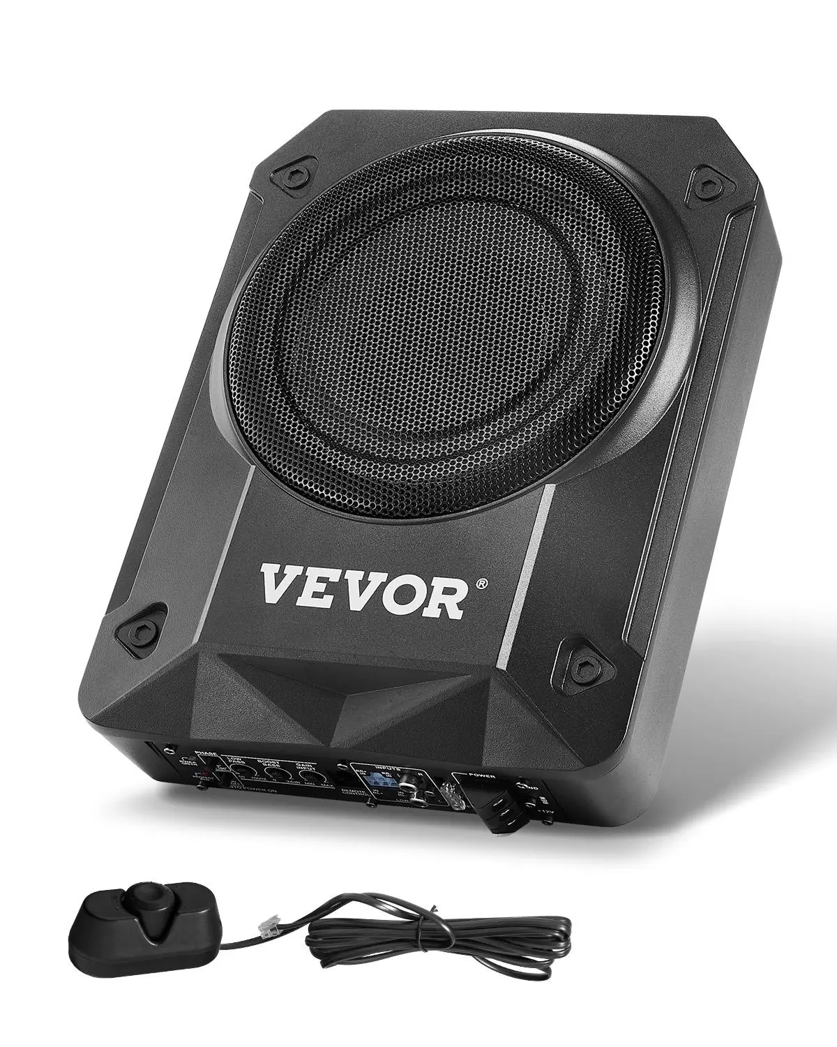 【Father's Day Gifts for Dad】VEVOR 8" 800W Slim Powered Under Seat Car Subwoofer with Amplifier - Car Audio Speaker, Low Profile Sound System with High/Low Level Input, Volume Controller for SUV, Truck, RV, Under Seat Subwoofers With Amp