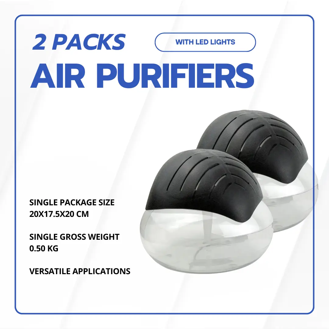 One Pack Air Purifier (Black) - Water Filter Air Washer For Home and Office - Essential Oil Aroma Diffuser With LED Night light - Small Air Freshner F