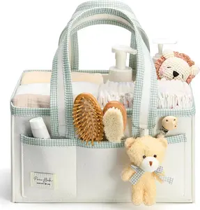 PeraBella M Diaper Caddy Organizer with Handle, Baby Shower Gifts Basket Bag, Registry Search Must Haves Items, Nursery Storage Organizer for Newborn Girl Boy, Baby Bag Essentials, Car Diaper Caddy Cart