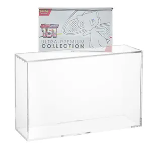 Acrylic Acrylic Display Case with Sliding  Lid for PKMN 151 UPC Mega Charizard ex UPC Storage Booster Box Trading Anime Graded Cards , 6MM Thick Magnetic Lid Protector  Holder Stackable