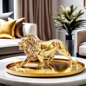 New Powder Lion Animal Sculpture, Resin Art Craft, Success Collector's Item, Bar Restaurant Decor, Office Bedroom Decoration