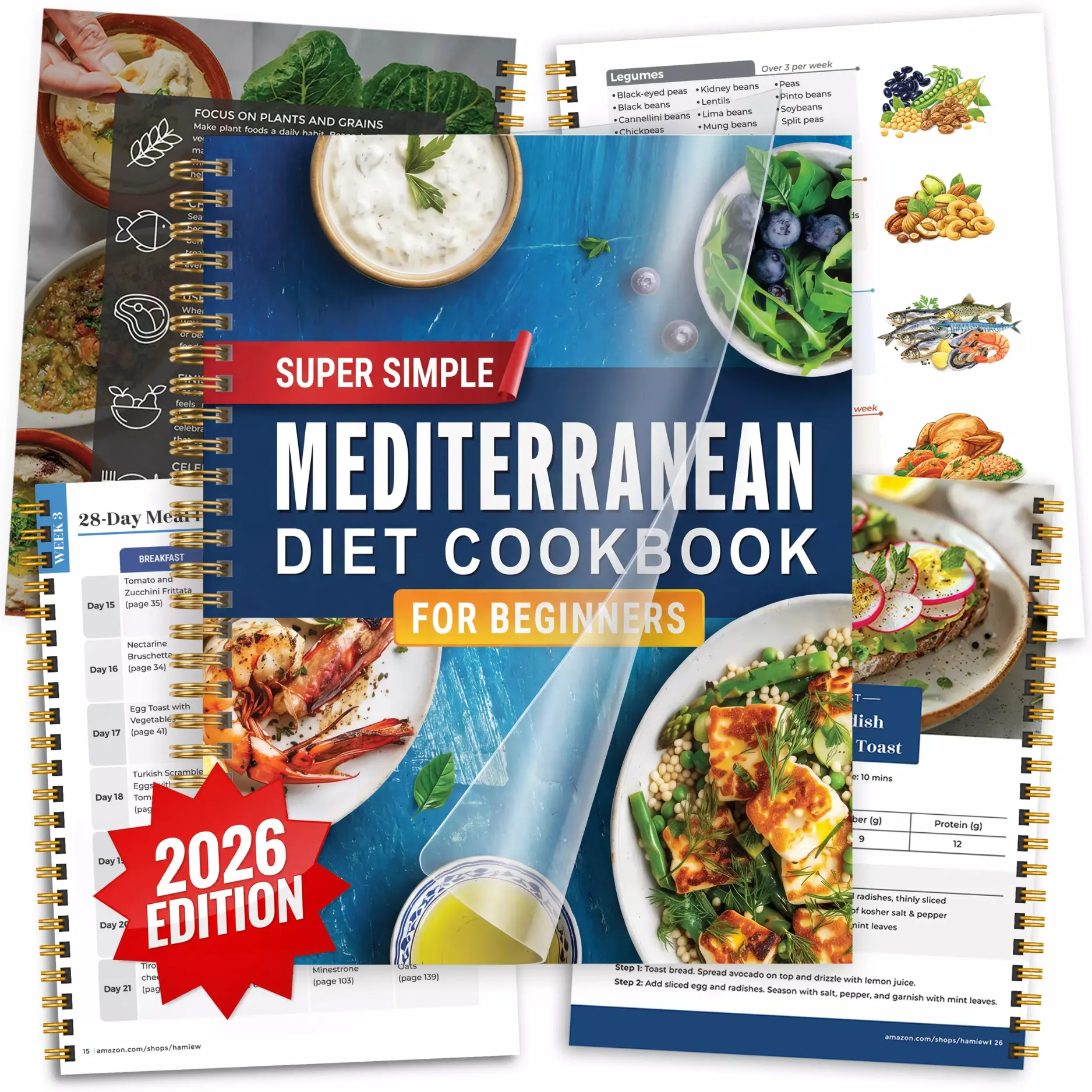 [Releasing Price] Simple Mediterranean Diet Cookbook for Beginners, Seniors – 80 Easy Mediterranean Recipes with 28-Day Meal Plan, Weekly Shopping Lists, Grocery Shopping List & Food Guide, Spiral-Bound Lay-Flat Cookbook, Anti-inflammation diet