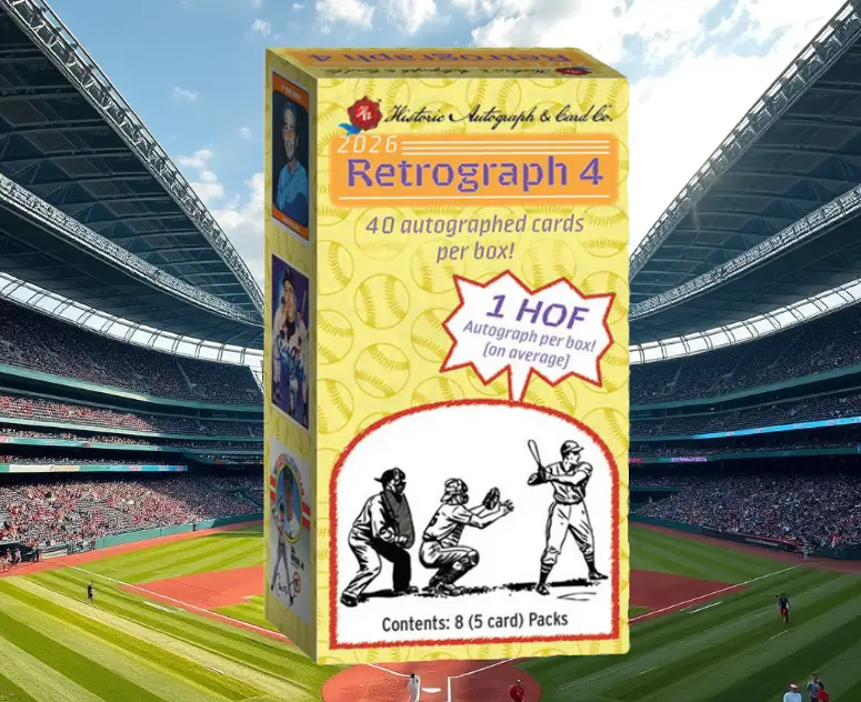 2026 Retrograph 4 Single Pack - 5 signed baseball cards per pack - Historic Autographs