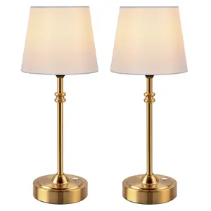 ONEWISH Cordless Table Lamp - 4000mAh Battery Operated & Stepless Dimming, Portable Bedside Lighting with Fabric Shade & Warm 2700K Glow for Cozy Home, Modern Office - Best Home Decor Gift for Any Time of Year.