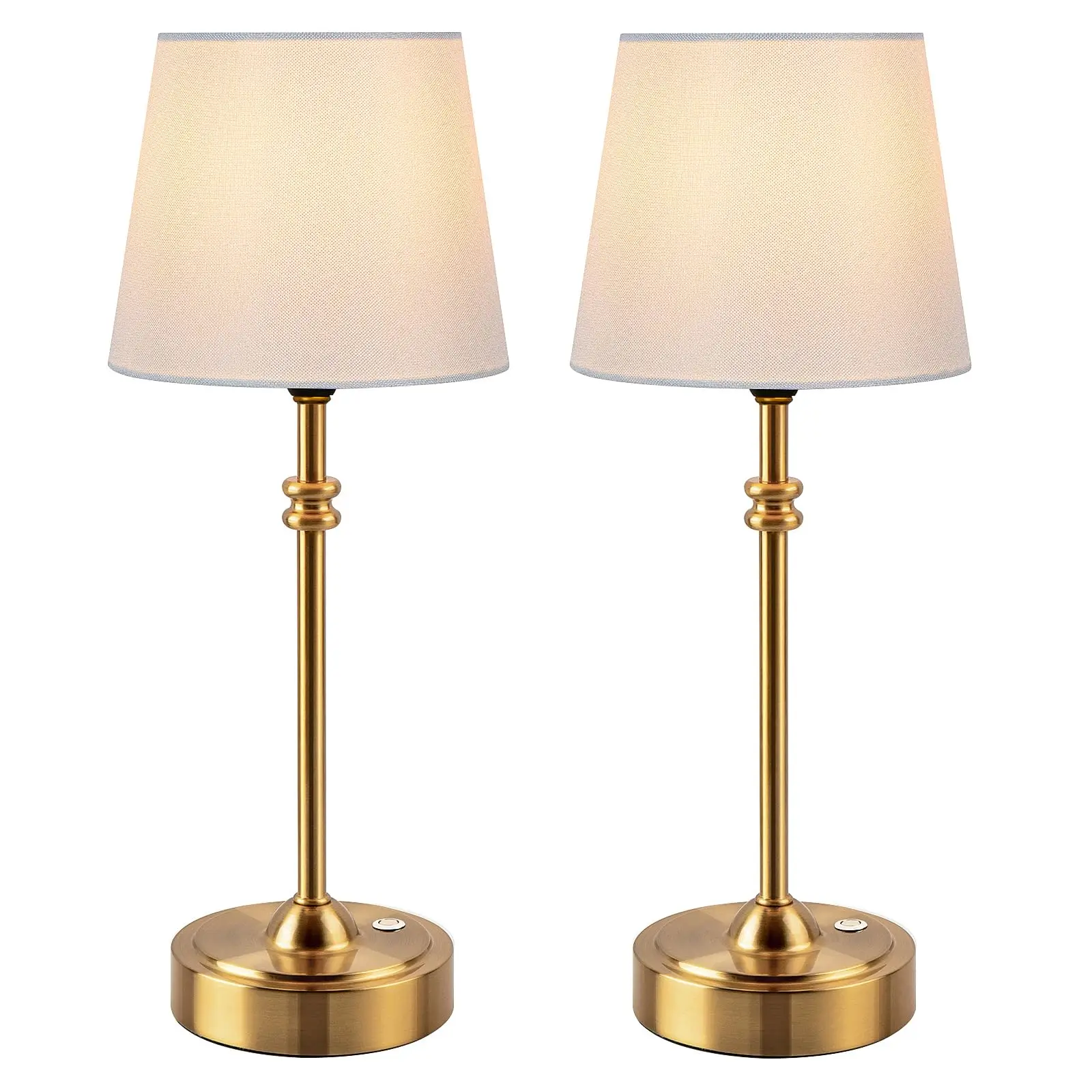 ONEWISH Cordless Table Lamp - 4000mAh Battery Operated & Stepless Dimming, Portable Bedside Lighting with Fabric Shade & Warm 2700K Glow for Cozy Home