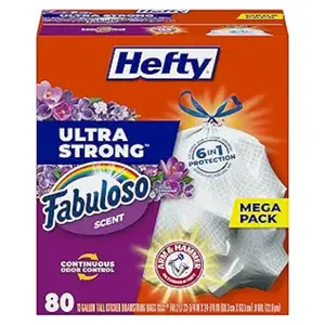 Fabuloso 13-Gal Drawstring Trash Bags, Ultra Strong Leak-Proof Puncture-Resistant Scented Trashbags with Odor Control, 80-Count for Home Cleaning Supplies
