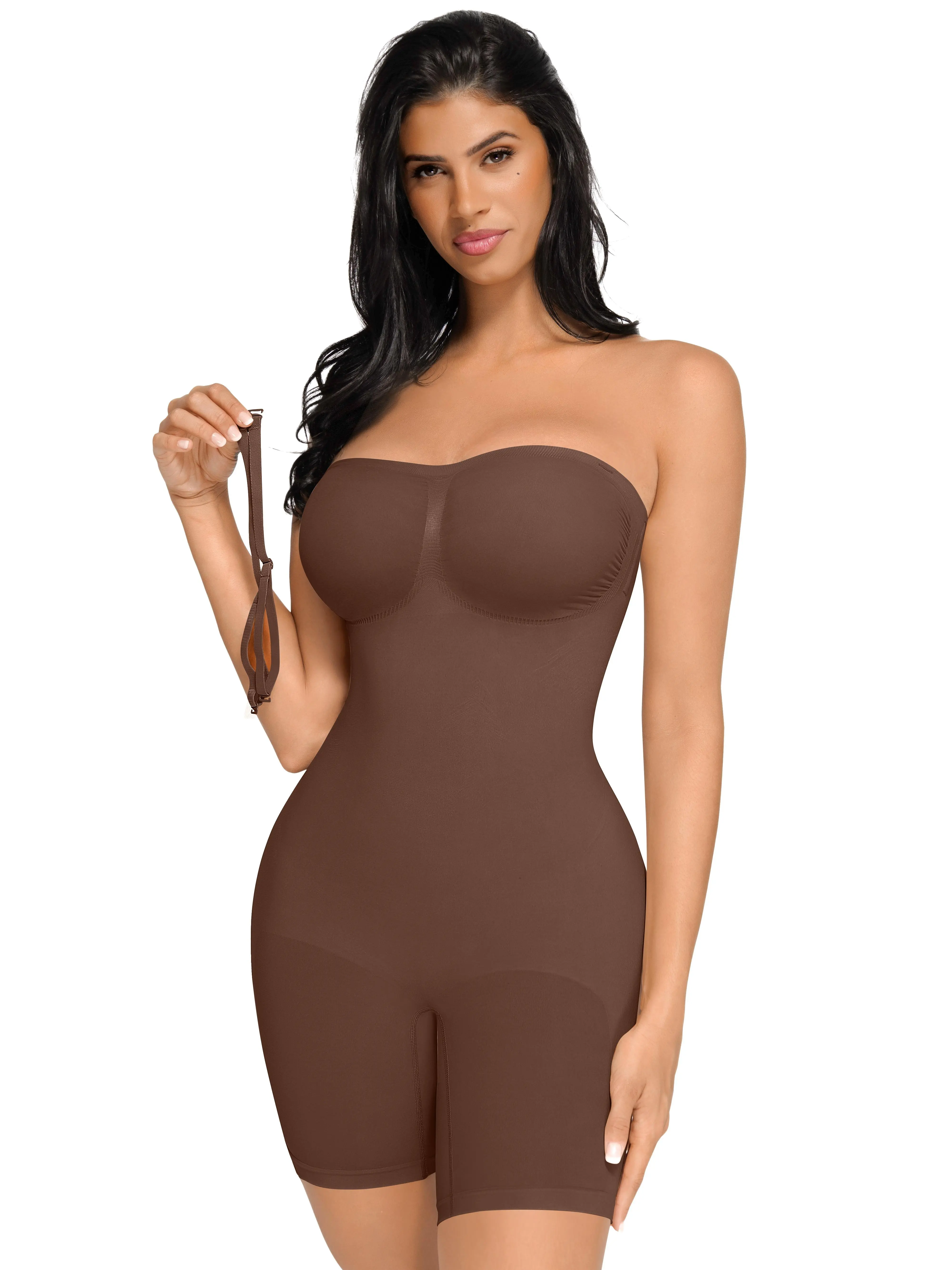 FeelinGirl #LIVE1 Strapless Shapewear Tummy Control Bodysuit Seamless Shaping Shortie with Removable Womenswear Fabric Comfortable Christmas Style SummerVibes