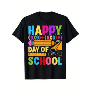 Boys & Girls Math-Themed Back to School T-Shirt - Number 1-10 & Math Symbols Print, Breathable Summer Casual Top, Machine Washable School Shirt for First Day of Class Gift, Math Learning Apparel