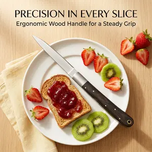Compact Everyday Carry Natural Wood Handle Utility Knife - Stainless Steel Folding Tool for Vegetable & Food Prep