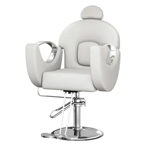 Garvee Reclining Barber Chair, 360° Swivel Hydraulic Styling Chair with Heavy Duty Hydraulic Pump for Hair Stylist Barbershop Home Spa Shampoo, Grey
