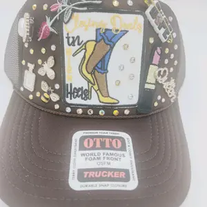 Chocolate Brown Custom Rhinestone Trucker Hat unique headwear