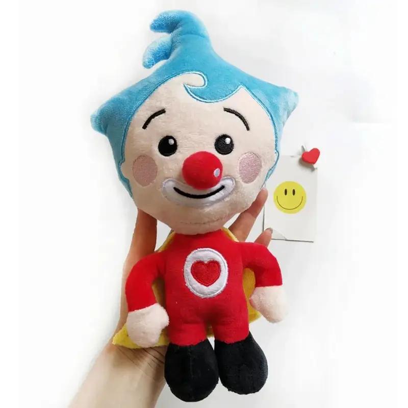 25cm Plim Clown Plush Toy Kawaii Clown Soft Stuffed Anime Doll Perfect Birthday Holiday Gift for Kids Blue Hat Red Suit