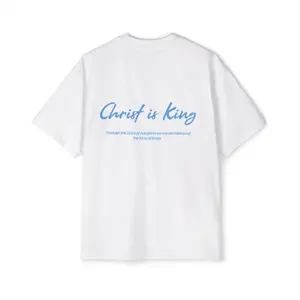 180g[100%cotton]GDLYWEAR CHRIST IS KING Oversized Tshirt 220 GSM 100% Premium Cotton Men's Crew Neck Short Sleeve Casual Minimalist Tee