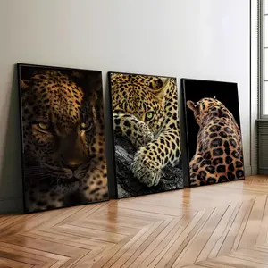Leopard Wall Art Poster Set Of 3  Digital Trendy Leopard Prints  Minimalist Hypebeast Room Decor Stylish Y2K Cool Fashion Decor