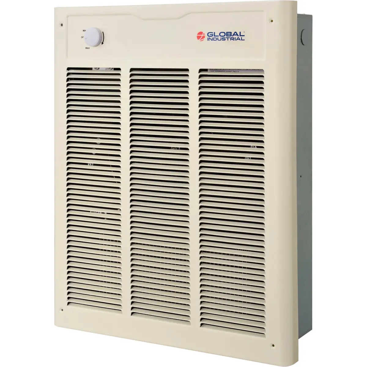 Global Industrial 246743 Fan-Forced Wall Heater - Enclosed Motor, Steel Body, 1-Year Warranty, 208/240V, 16.7A Amperage, 3000W-4000W Power, White, 15-3/4in. Width, 5in. Depth, 36in. Top, 8in. Bottom - Ideal for Commercial Fan Zones, 208/240 V