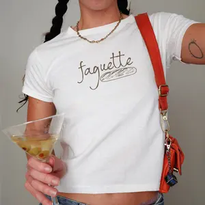 Faguette Baby Tee, Y2K Queer Graphic  Funny Lesbian Pride