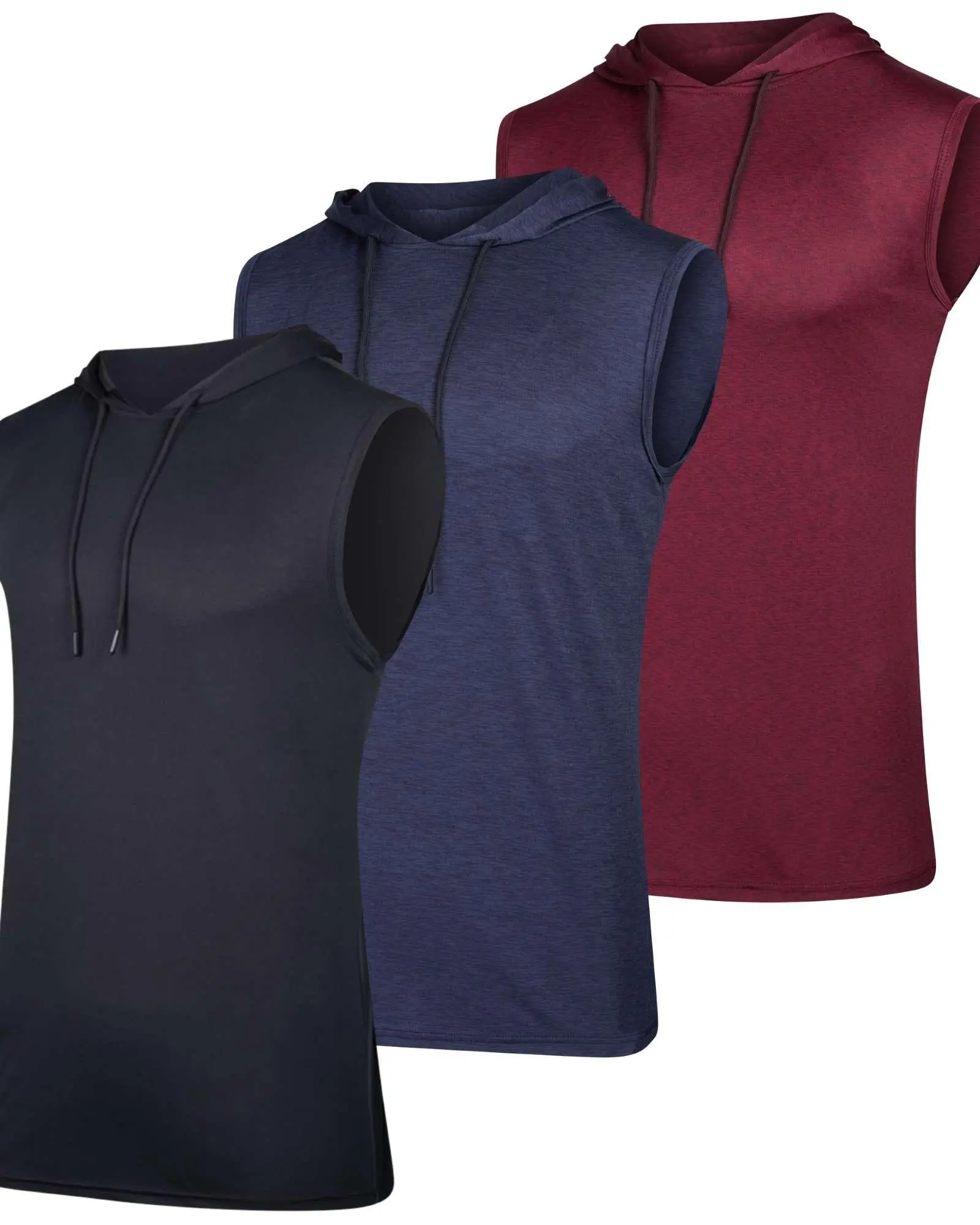 3 Pack Men's Dry Fit Tank Top Hoodie Sleeveless Hooded Workout Gym Active
