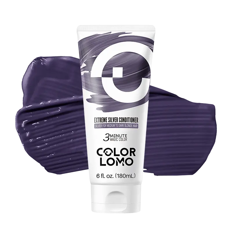 COLORLOMO Extreme Silver Color Depositing Conditioner, 3-Minute Nourishing Hair Mask with Shea Butter for Silver Grey Hair, Sulfate-Free, 180ml, Liquid