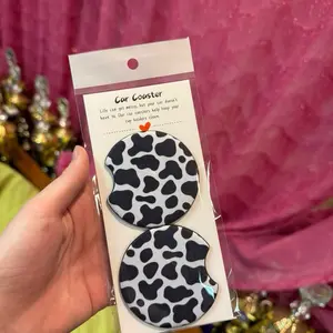 Cow Print Car Coasters