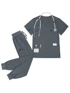 Unisex Scrub Jogging Suit A Two-piece Elastic Uniform Suitable for Spa Centers Beauty Salons and Hospital Doctors' Workwear Clothes