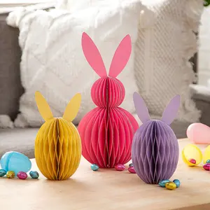 Pastel Easter Whimsy Honeycomb Bunny Centerpiece Set - 8" – 12 1/2", 3 Pcs