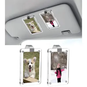 2 PCS Personalized Magnetic Acrylic Photo Frames for Outdoor Travel Memorabilia  - Portable Card Album for Scrapbooking, Camping, or Fridge Display, Perfect Valentine’s Gift for All Vehicle Models, Sun Visor Decorative for Car