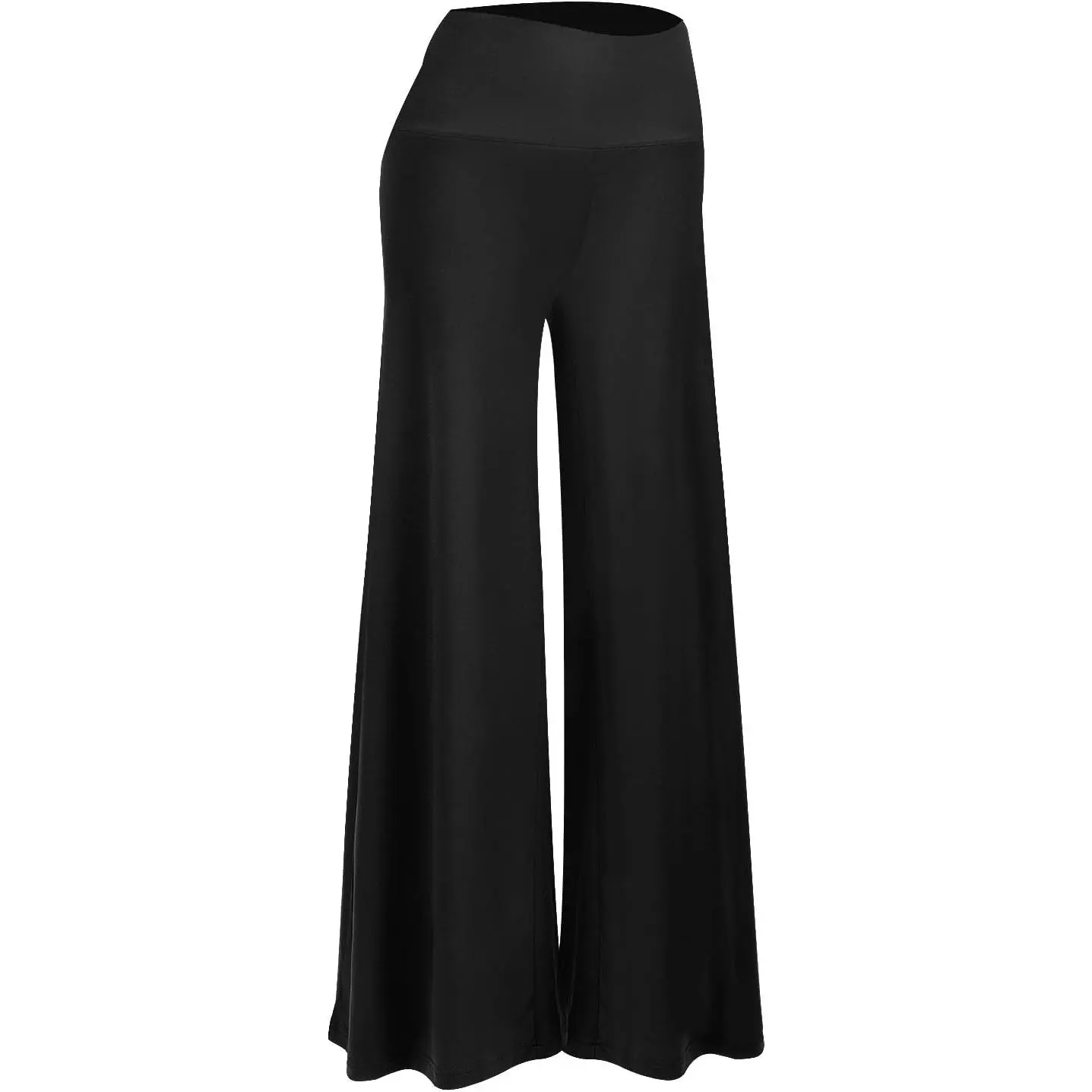 Women's High-Waisted Palazzo Pants - Soft, Elastic, Fashionable Formal Polyester Trousers, Stretchy Loose-Fitting Bottoms for Work, Wedding, Machine Washable, Long-Lasting, Floral or Solid Styles