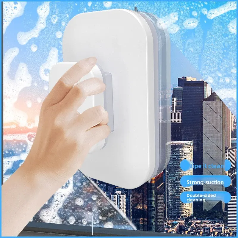 Double-Sided Magnetic Window Cleaner with Built-In Scraper for Tough Dirt, Reusable & Durable Design, Safer High Window Cleaning, Home Care Squeegee for Crystal-Clear Results