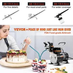 fathersdaygift VEVOR Airbrush Ensemble, Expert Airbrush Kit with Compressor, Multi-Use Dual-Action Gravity Feed Airbrush System for Art, Nails, Cookies, Tattoos