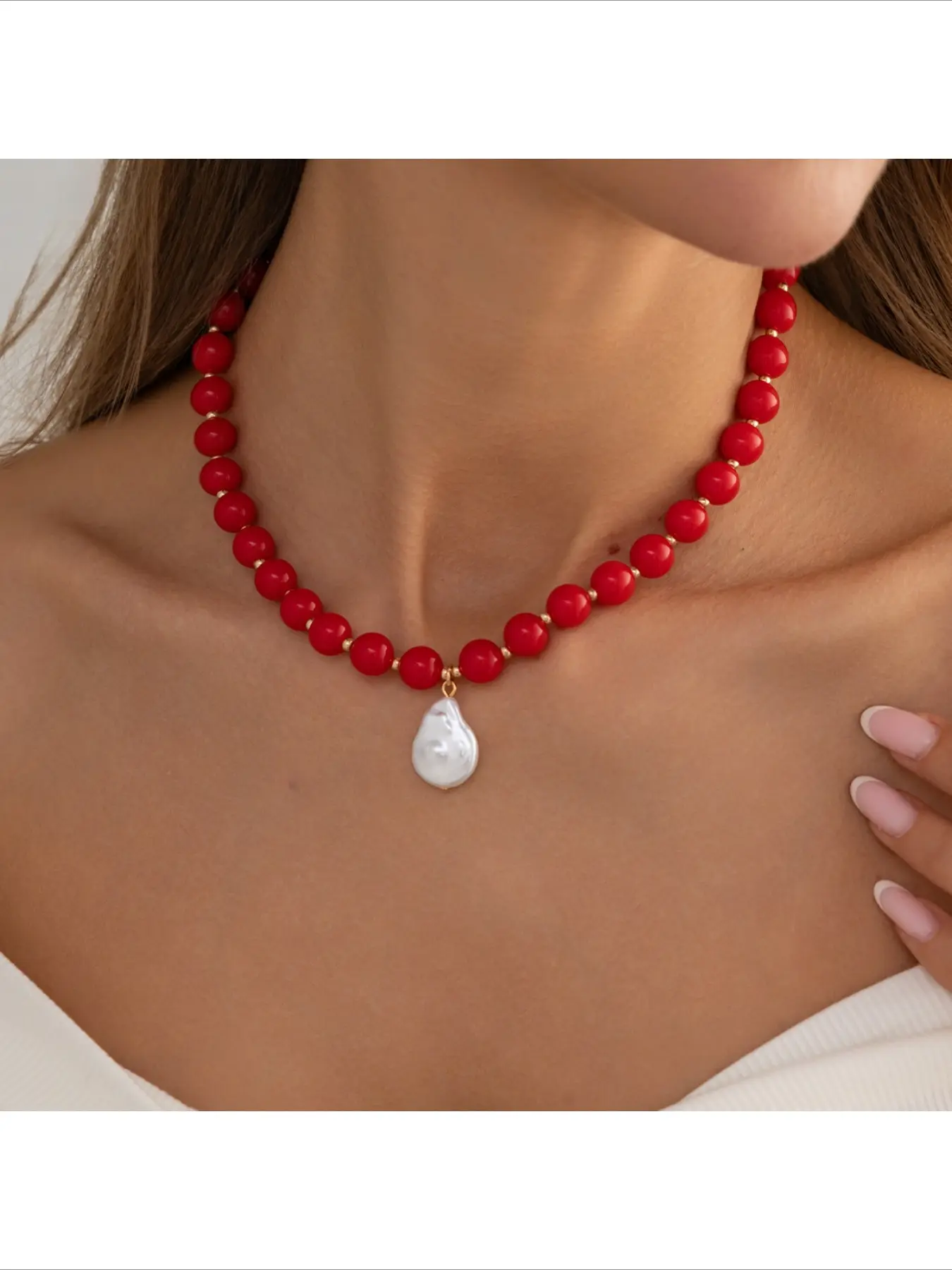 2026 Trending Dopamine Colorful Beaded Decorative Necklace | Baroque Pearl Accent Dopamine Chain Choker for Women | Vibrant Summer Statement Jewelry for Festival & Casual Looks
