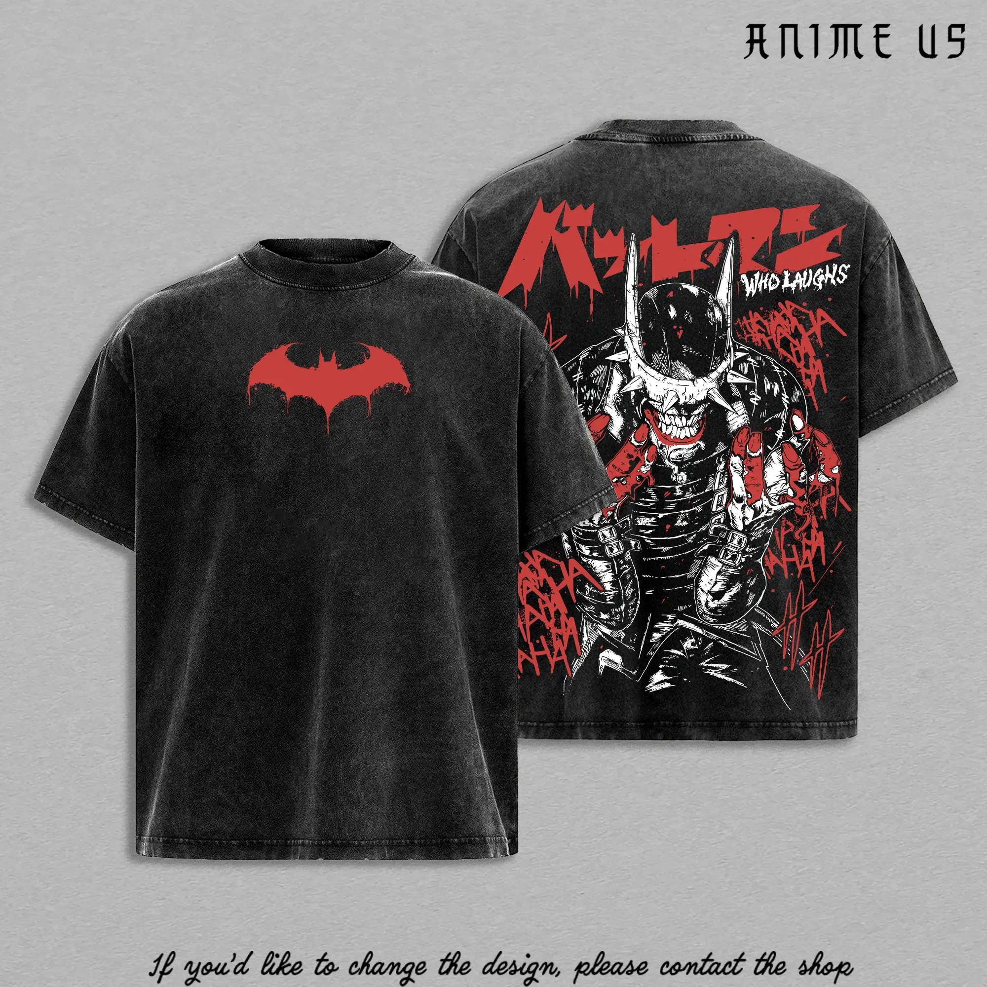 Laughing Bat Dark Knight Vintage Washed T-Shirt |   Evil Gotham Comic Graphic Tee |   Dark Hero Streetwear Oversized Shirt