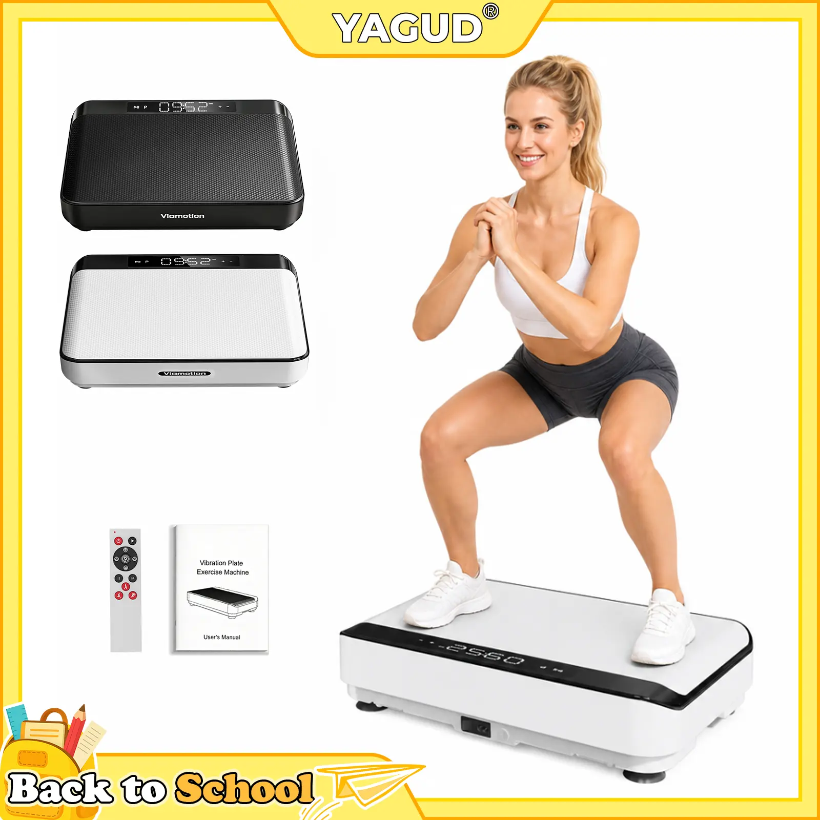 Viamotion Vibration Plate - Exercise Machine with Lymphatic Drainage,Home Relaxation, Low-Noise with 150W Motor, 1-99 Speed Levels, Office Wellness, LED Display, Muscle Relaxation, Exercise Equipment, Home Fitness Equipment,  Home Gym Kit BackToSchool