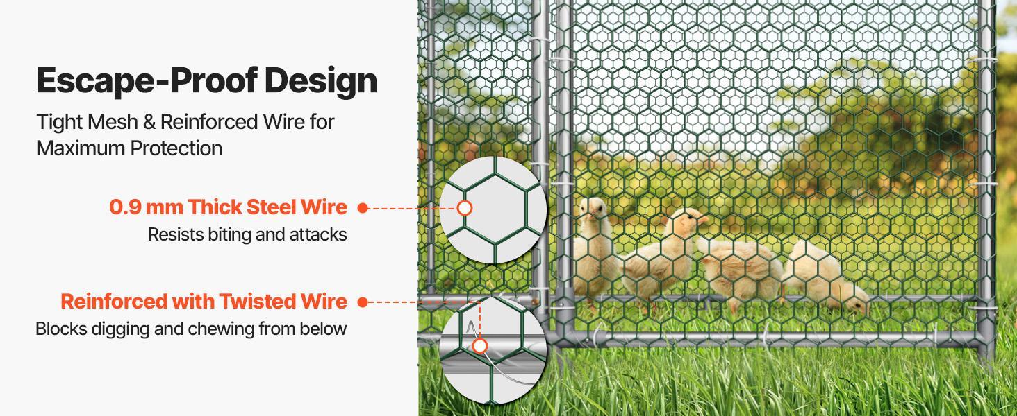 VEVOR Large Metal Chicken Coop, 9.8 x 13.1 x 6.6 ft, Walk-in Chicken Runs with Waterproof Cover, Spire Roof Hen House Enclosure with Lock, Outdoor Duck Rabbit Cage Poultry Pen for Backyard, Farm, Yard