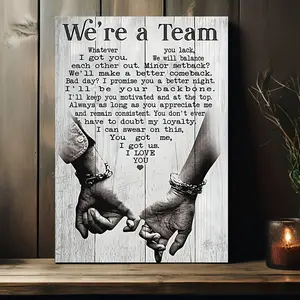 2D Flat 1pc Wooden Framed Canvas Painting We're A Team Canvas Poster Whatever You Lack I Got You We Will Balance Each Other Out Pictures Wall Art For Office Bathroom Living Room Decor Inspirational Wall Art With Framed Ready To Hang