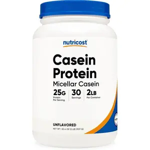 Nutricost Casein Protein Powder 2lb - Micellar Casein, Gluten Free, Non-GMO (Unflavored)