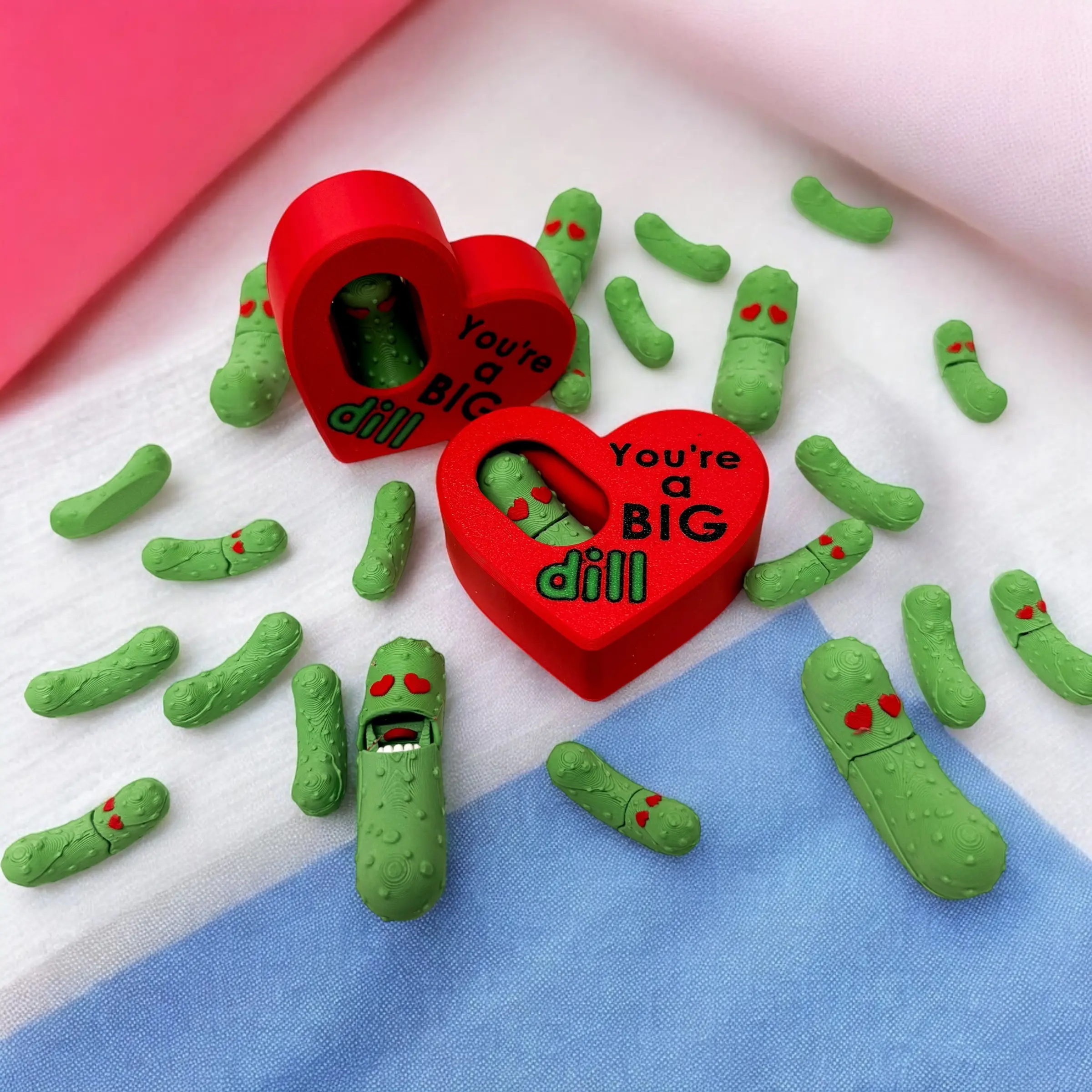 Tickles the Pickle 3D Printed Fidget Toy – A Fun & Quirky Way to Show Some Love | Articulating Pickle with Micro Pickles Gift Set | Unique